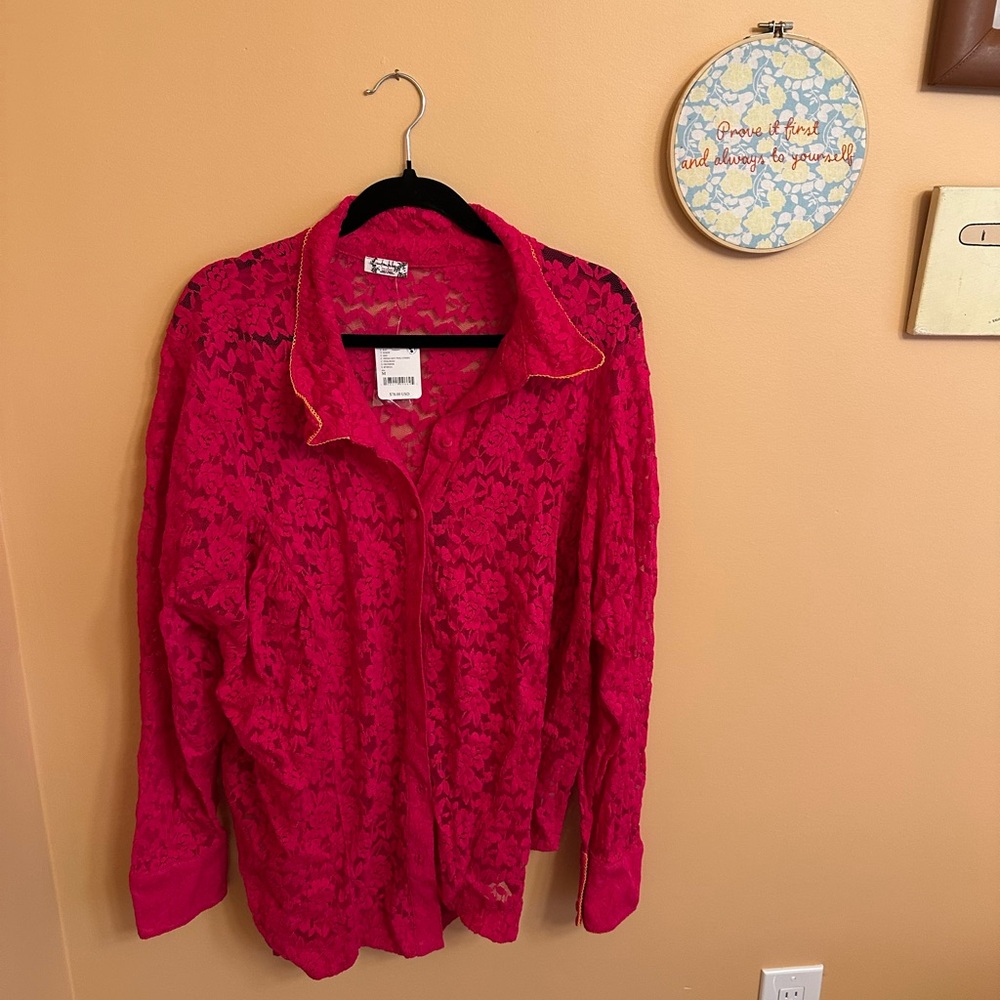 Free People All Day Lace House Shirt NWT (M)